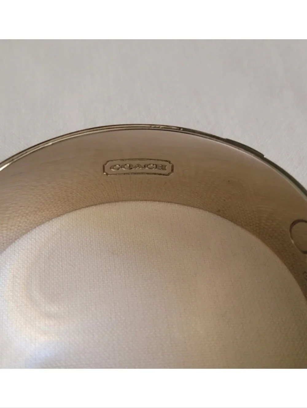 Coach Purple Silver Tone Logo Bangle Bracelet 7.5 Inch Women’s EUC